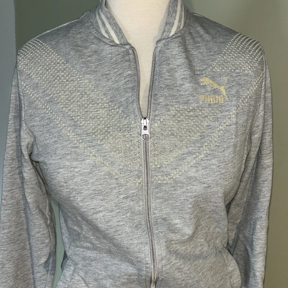 PUMA gray and white zip up in women’s small - Picture 3 of 10
